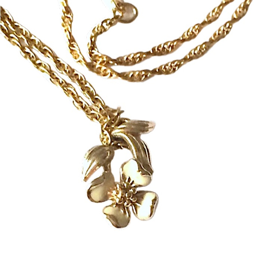 AVON Cherry Blossom Gold Necklace Dainty Floral Flower